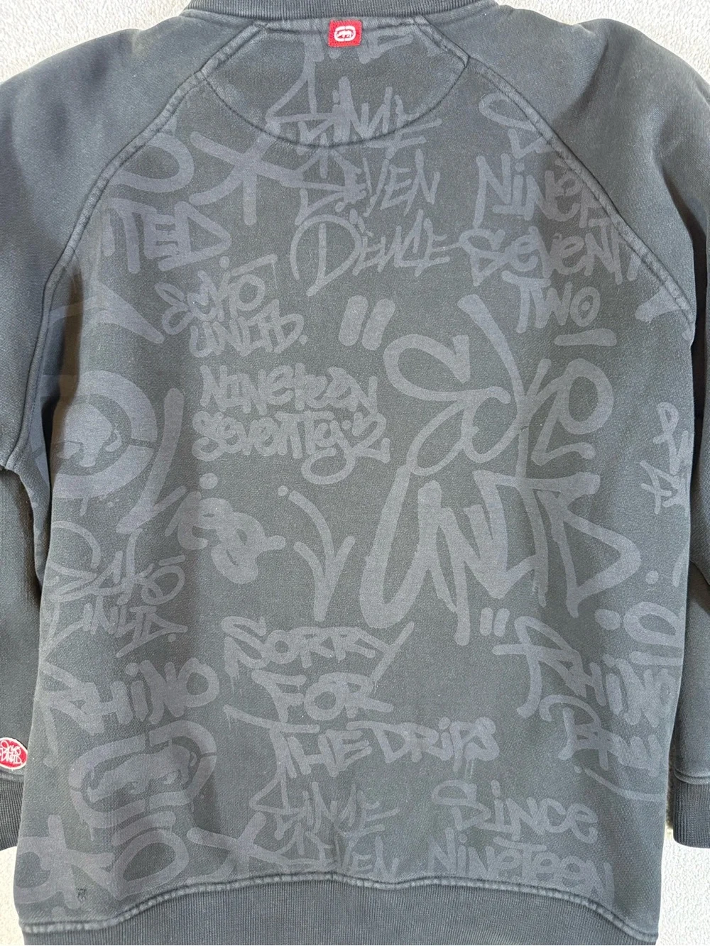 Ecko Unltd Hoodie Mens L Black Full Zip Sweater Hip Hop Graffiti Skater Y2K